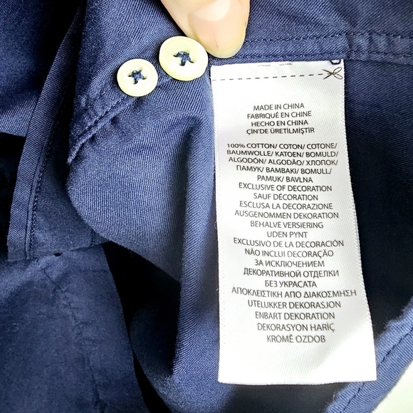 Ralph Lauren Navy Blue Short Sleeve Feather Weight Twill Button Front Shirt XL - Picture 6 of 7